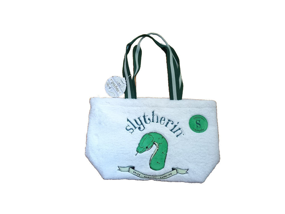 Miniso Harry Potter Tote Bag White Plush SLYTHERIN Embroidered Green Snake New